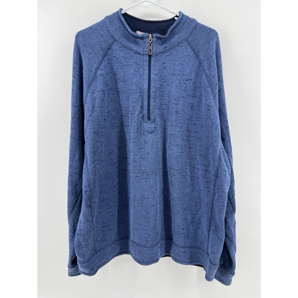 Tommy Bahama Mens Reversible 1/4 Zip Sweater Blue Heather Sweatshirt Sz XL‎